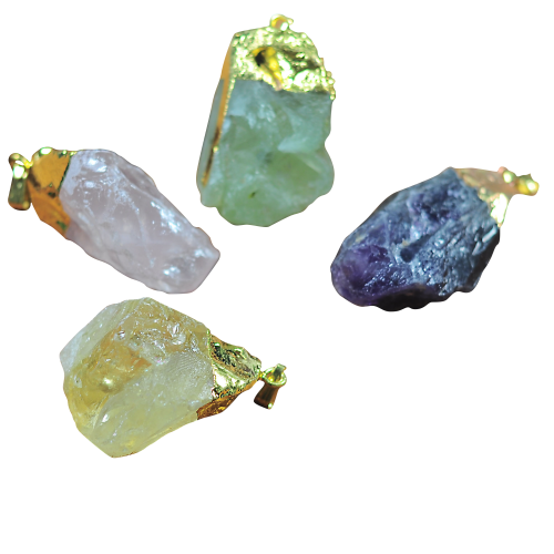 Natural Raw Rock Crystal Nugget Pendant