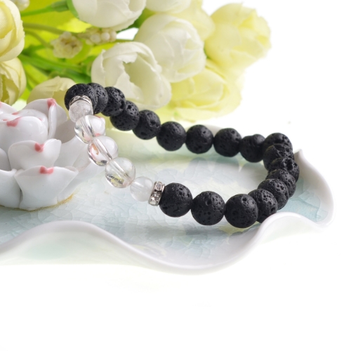 8MM &10MM	Lava Stone Beads Natural Stone Bracelet, Men Jewelry, Stretch Yoga Bracelet