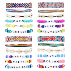 6PCS Friendship Bracelet Handcrafted Handmade Plur Accessory EDM Music Festival Words Beaded String Bracelets