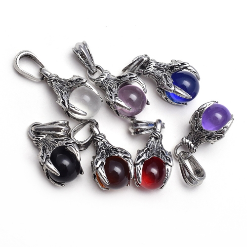 Men's stainless steel pendant necklace four teeth dragon claw beads wish pendant, both men and women