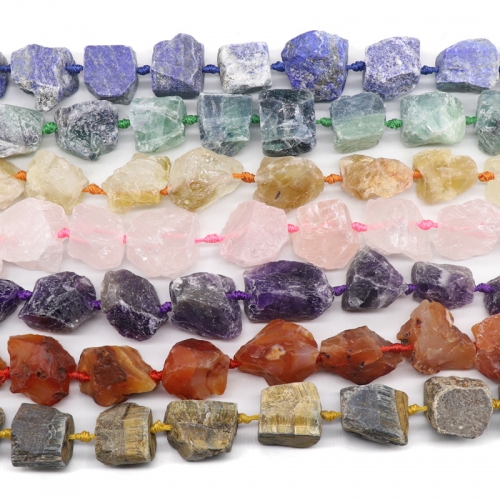 Natural Raw Crystal & Gemstone Nugget Rough Gems Stone 15 inch Chakras Healing Gemstone Loose Beads