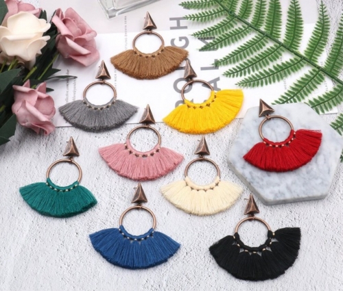 Fashion Earrings Women's Handmade Fan-fringed Earrings Women's Fashion Multi-color Selection