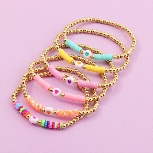 Bohemian style color soft Colorful Beaded Bracelet for Women Girls Multiple Beaded Strand Bracelet Handmade Stretch Bracelet