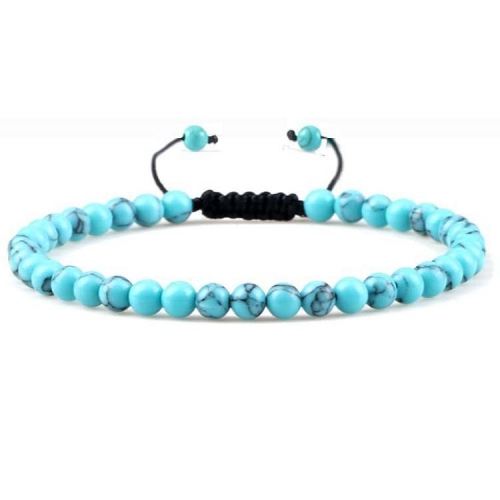 Friendship Bracelets 4mm Natural Blue Turquoise Agate Small Tiger eye Beads Bracelet For Women Girls