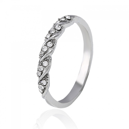 Fashion Lady Twist Ring 14K Solid Rose Gold Twist Ring Cubic Zirconia Diamond Ring Wedding Jewelry