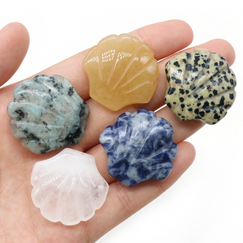 Natural Reiki Healing Gemstone Handmade Carved Shell  DIY Ornament Charms for  Home Decor