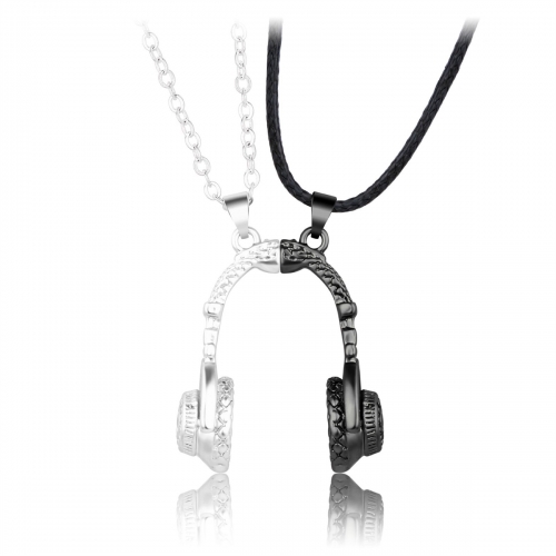 Unique Personalized Magnetic Music Headphone Pendant Necklace Magnet Headset Couple Necklace