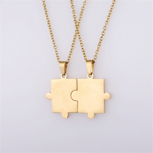 Stainless Steel Simple Fashion Personalized Geometric Puzzle Pendant Necklace Couple Necklace
