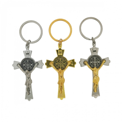 1 Pc Jesus Crucifix Pendant KeyChain INRI Saint Cross Keyring Charm
